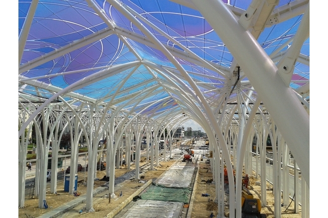 LODZ Tramstation ETFE - Installing 3